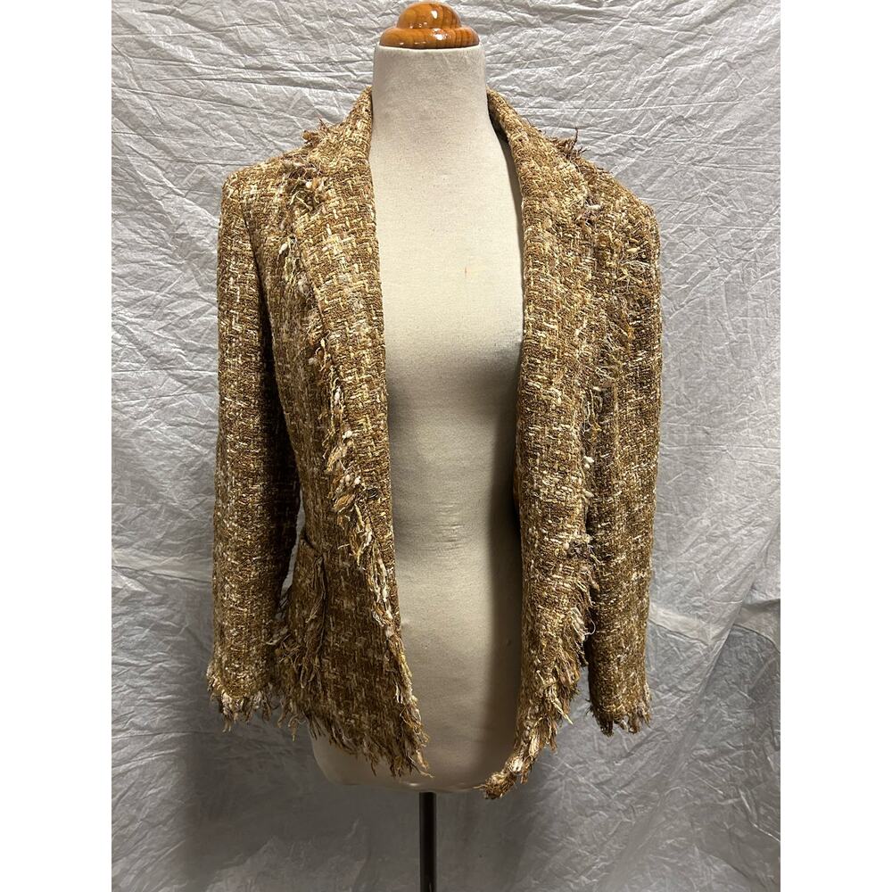 Anne Klein’s Women’s Brown-Tone Tweed Jacket Size 12 Made in Korea